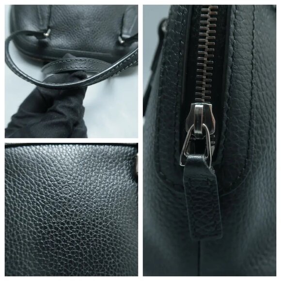 GUCCI Dome Black Leather Satchel 552-012825 - Picture 8 of 12